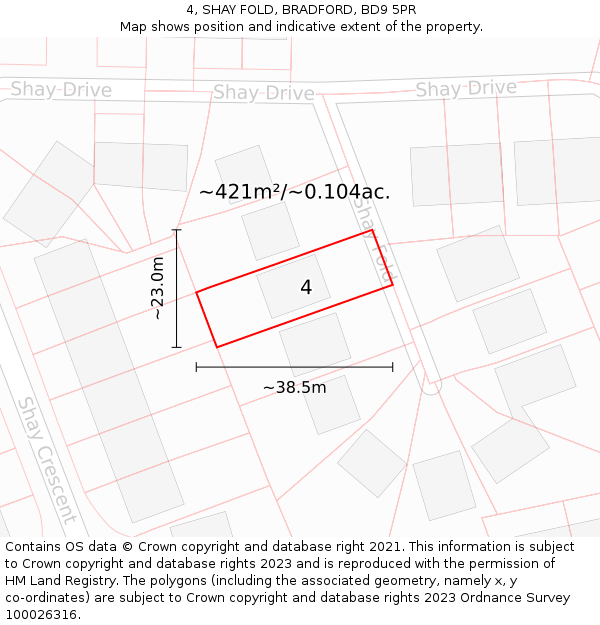4, SHAY FOLD, BRADFORD, BD9 5PR: Plot and title map