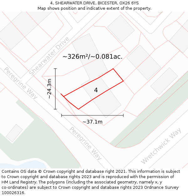4, SHEARWATER DRIVE, BICESTER, OX26 6YS: Plot and title map