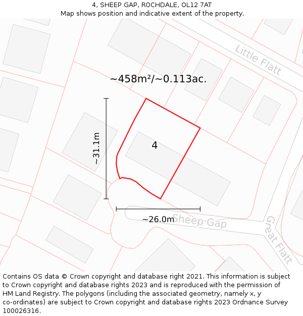 4, SHEEP GAP, ROCHDALE, OL12 7AT: Plot and title map