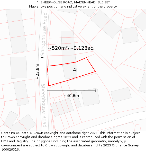 4, SHEEPHOUSE ROAD, MAIDENHEAD, SL6 8ET: Plot and title map
