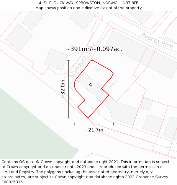 4, SHELDUCK WAY, SPROWSTON, NORWICH, NR7 8FR: Plot and title map