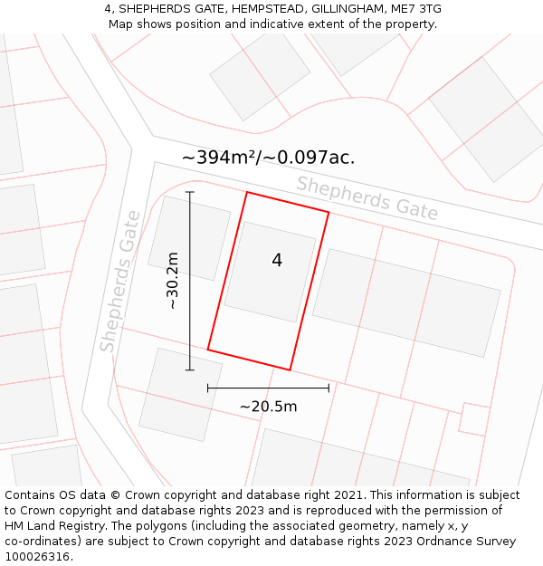 4, SHEPHERDS GATE, HEMPSTEAD, GILLINGHAM, ME7 3TG: Plot and title map