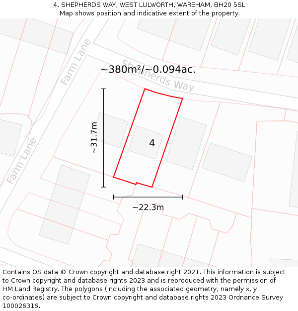 4, SHEPHERDS WAY, WEST LULWORTH, WAREHAM, BH20 5SL: Plot and title map