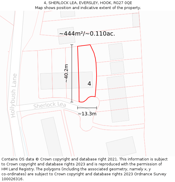 4, SHERLOCK LEA, EVERSLEY, HOOK, RG27 0QE: Plot and title map