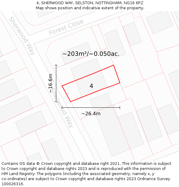 4, SHERWOOD WAY, SELSTON, NOTTINGHAM, NG16 6PZ: Plot and title map