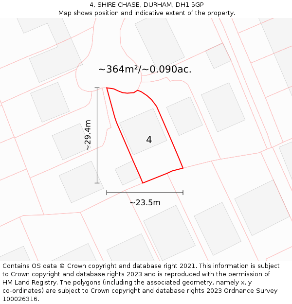 4, SHIRE CHASE, DURHAM, DH1 5GP: Plot and title map
