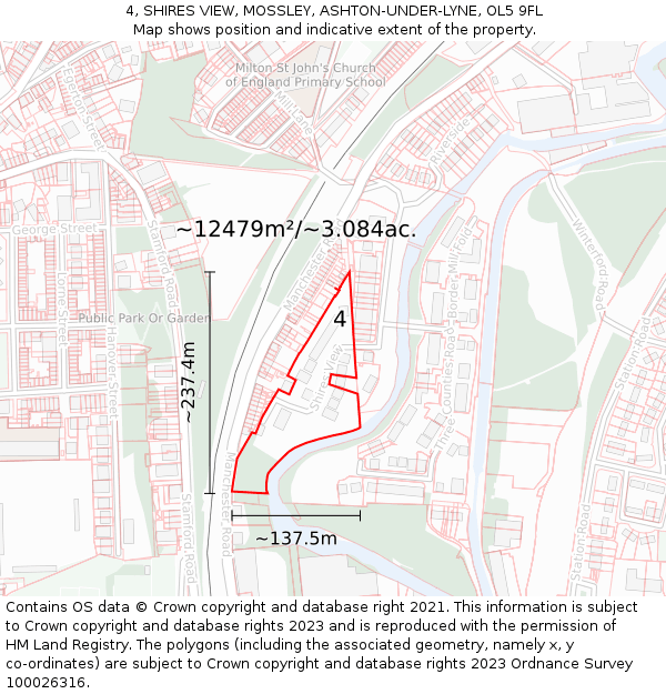 4, SHIRES VIEW, MOSSLEY, ASHTON-UNDER-LYNE, OL5 9FL: Plot and title map