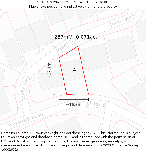 4, SHIRES WAY, ROCHE, ST. AUSTELL, PL26 8FE: Plot and title map