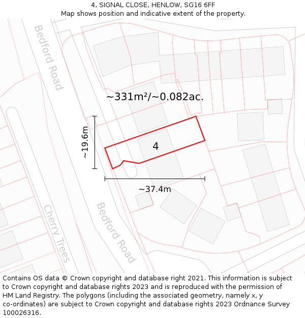 4, SIGNAL CLOSE, HENLOW, SG16 6FF: Plot and title map