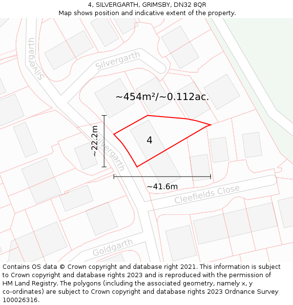 4, SILVERGARTH, GRIMSBY, DN32 8QR: Plot and title map