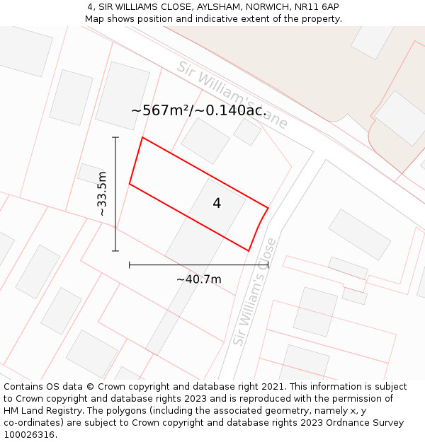 4, SIR WILLIAMS CLOSE, AYLSHAM, NORWICH, NR11 6AP: Plot and title map