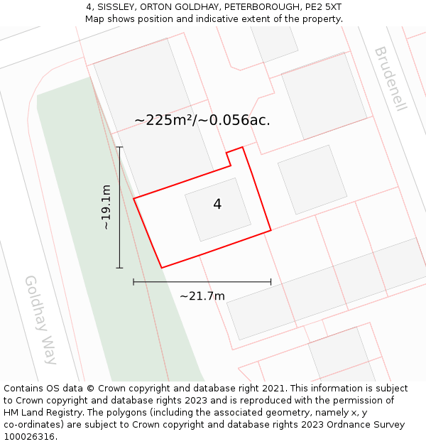 4, SISSLEY, ORTON GOLDHAY, PETERBOROUGH, PE2 5XT: Plot and title map