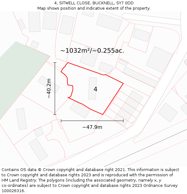 4, SITWELL CLOSE, BUCKNELL, SY7 0DD: Plot and title map