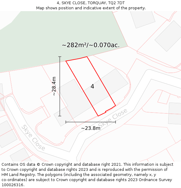 4, SKYE CLOSE, TORQUAY, TQ2 7DT: Plot and title map