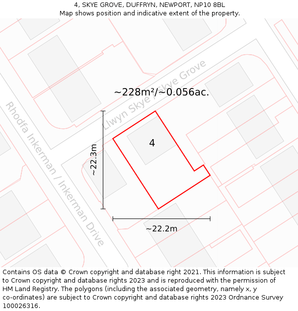 4, SKYE GROVE, DUFFRYN, NEWPORT, NP10 8BL: Plot and title map