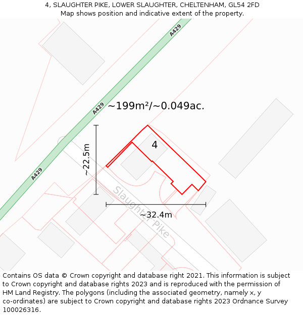 4, SLAUGHTER PIKE, LOWER SLAUGHTER, CHELTENHAM, GL54 2FD: Plot and title map