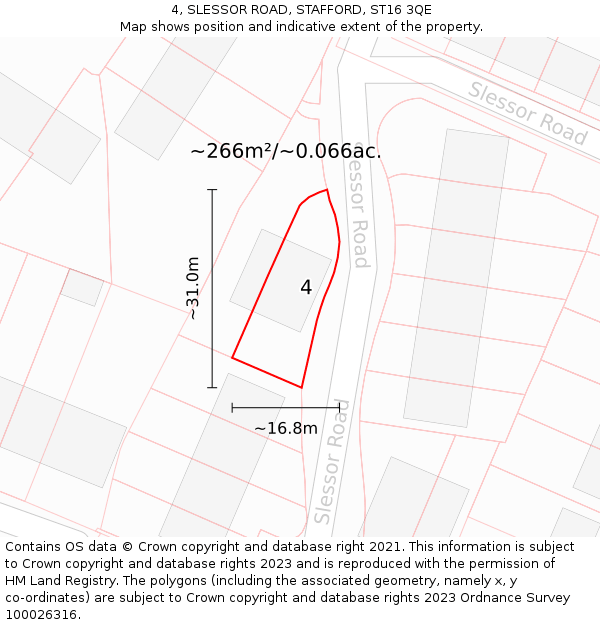 4, SLESSOR ROAD, STAFFORD, ST16 3QE: Plot and title map