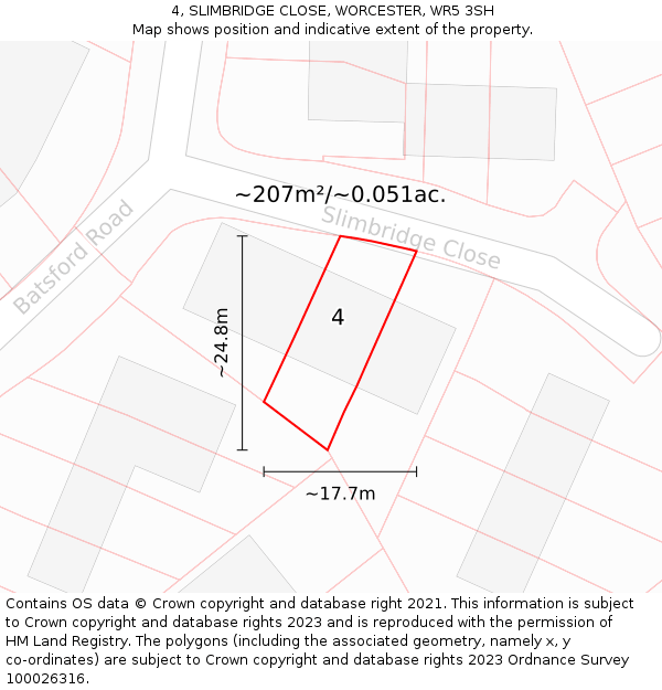 4, SLIMBRIDGE CLOSE, WORCESTER, WR5 3SH: Plot and title map