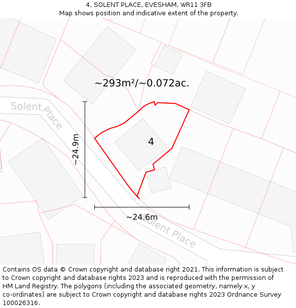 4, SOLENT PLACE, EVESHAM, WR11 3FB: Plot and title map