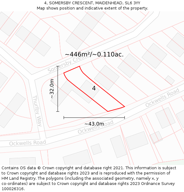 4, SOMERSBY CRESCENT, MAIDENHEAD, SL6 3YY: Plot and title map