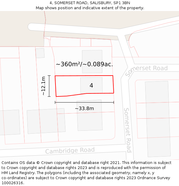 4, SOMERSET ROAD, SALISBURY, SP1 3BN: Plot and title map