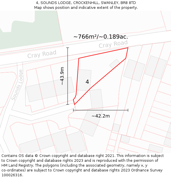 4, SOUNDS LODGE, CROCKENHILL, SWANLEY, BR8 8TD: Plot and title map