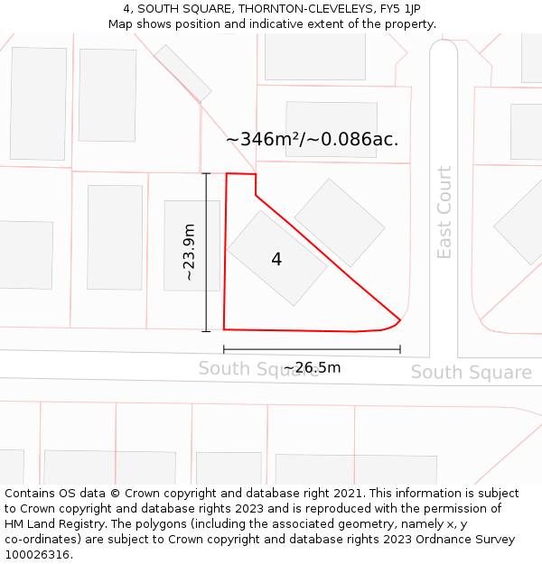 4, SOUTH SQUARE, THORNTON-CLEVELEYS, FY5 1JP: Plot and title map