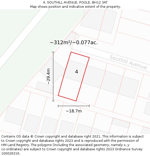 4, SOUTHILL AVENUE, POOLE, BH12 3AT: Plot and title map