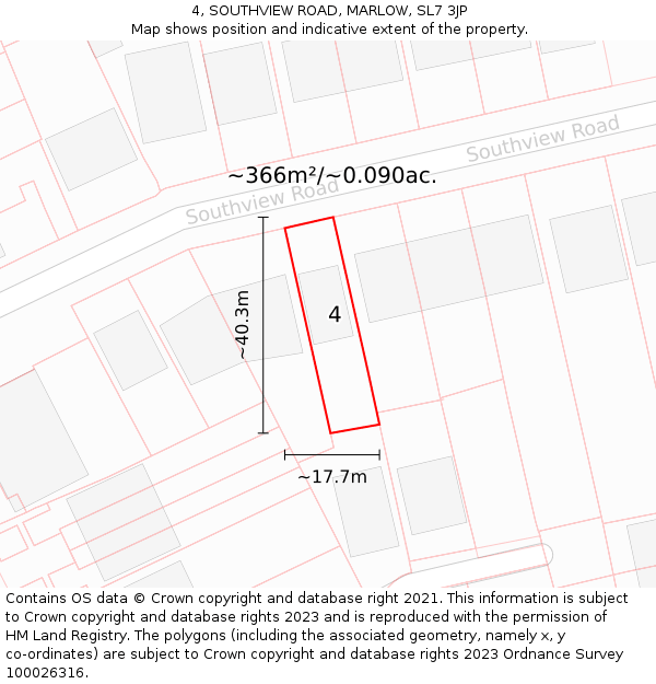 4, SOUTHVIEW ROAD, MARLOW, SL7 3JP: Plot and title map