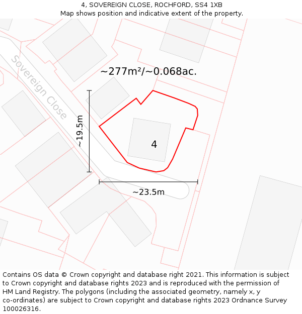 4, SOVEREIGN CLOSE, ROCHFORD, SS4 1XB: Plot and title map