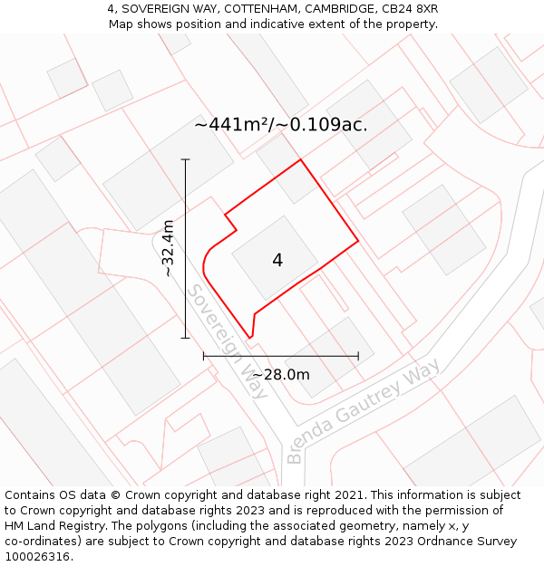 4, SOVEREIGN WAY, COTTENHAM, CAMBRIDGE, CB24 8XR: Plot and title map