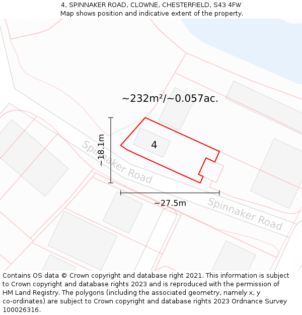 4, SPINNAKER ROAD, CLOWNE, CHESTERFIELD, S43 4FW: Plot and title map