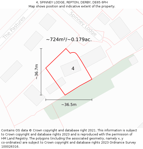 4, SPINNEY LODGE, REPTON, DERBY, DE65 6PH: Plot and title map