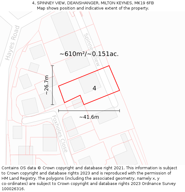 4, SPINNEY VIEW, DEANSHANGER, MILTON KEYNES, MK19 6FB: Plot and title map
