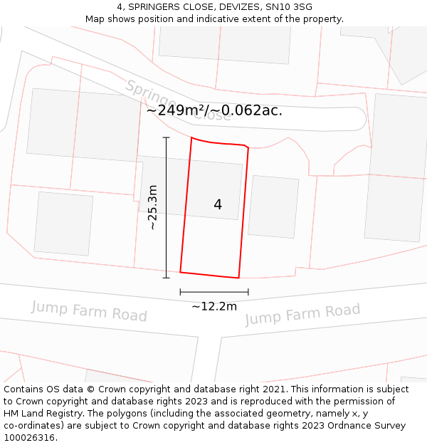 4, SPRINGERS CLOSE, DEVIZES, SN10 3SG: Plot and title map