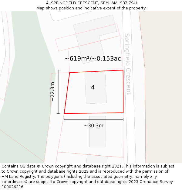 4, SPRINGFIELD CRESCENT, SEAHAM, SR7 7SU: Plot and title map
