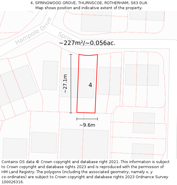 4, SPRINGWOOD GROVE, THURNSCOE, ROTHERHAM, S63 0UA: Plot and title map