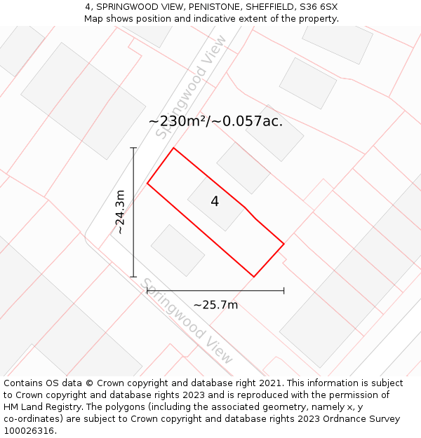 4, SPRINGWOOD VIEW, PENISTONE, SHEFFIELD, S36 6SX: Plot and title map