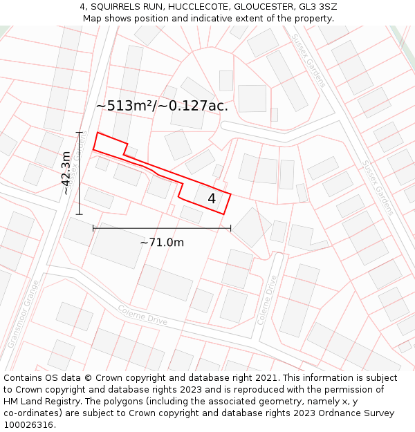 4, SQUIRRELS RUN, HUCCLECOTE, GLOUCESTER, GL3 3SZ: Plot and title map