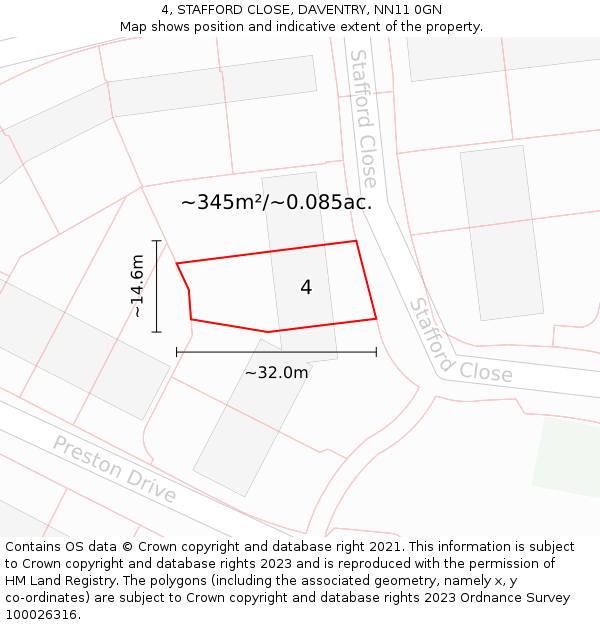4, STAFFORD CLOSE, DAVENTRY, NN11 0GN: Plot and title map