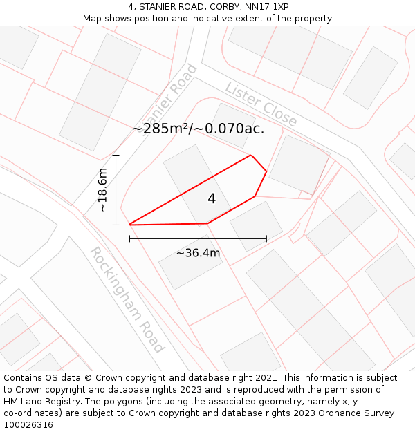 4, STANIER ROAD, CORBY, NN17 1XP: Plot and title map