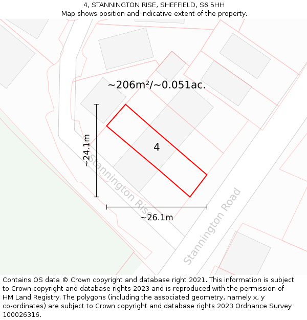 4, STANNINGTON RISE, SHEFFIELD, S6 5HH: Plot and title map
