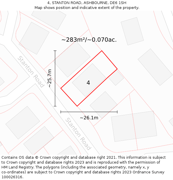 4, STANTON ROAD, ASHBOURNE, DE6 1SH: Plot and title map