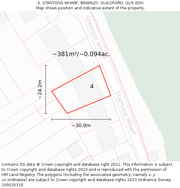 4, STANTONS WHARF, BRAMLEY, GUILDFORD, GU5 0DH: Plot and title map