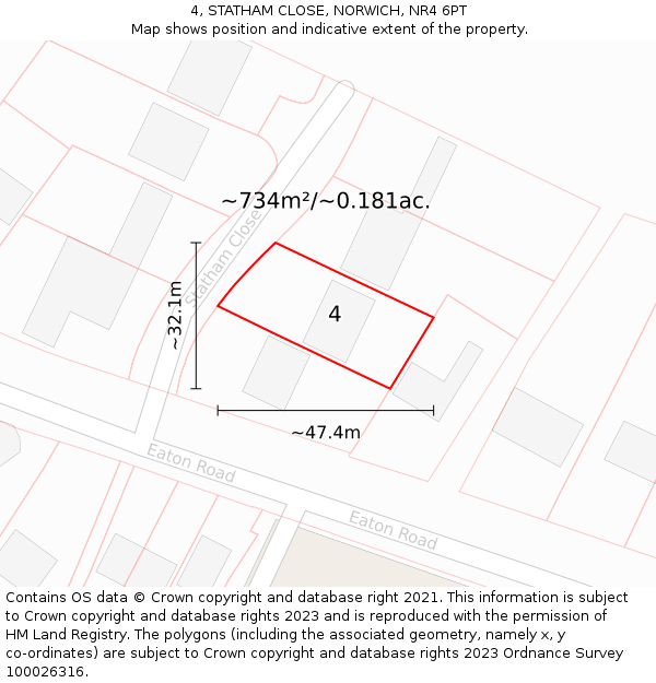 4, STATHAM CLOSE, NORWICH, NR4 6PT: Plot and title map