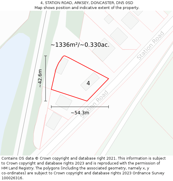 4, STATION ROAD, ARKSEY, DONCASTER, DN5 0SD: Plot and title map