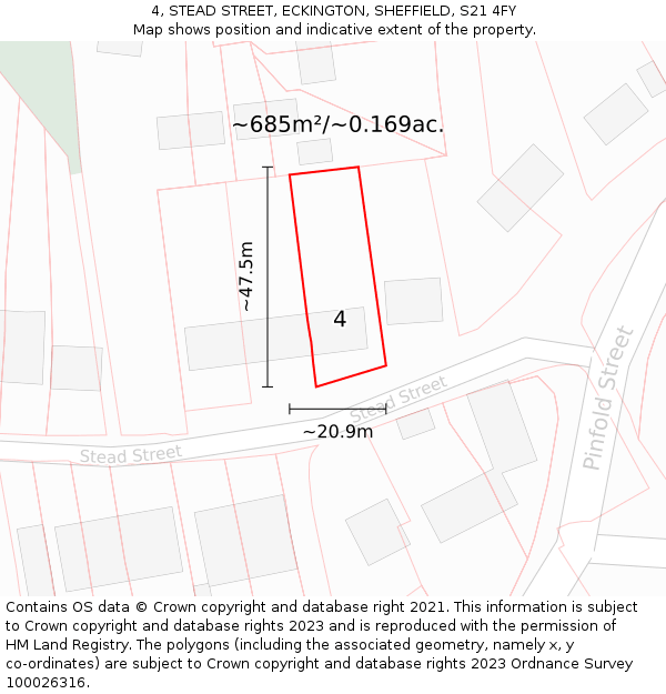 4, STEAD STREET, ECKINGTON, SHEFFIELD, S21 4FY: Plot and title map