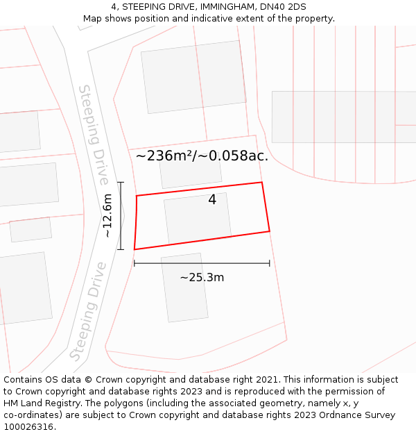 4, STEEPING DRIVE, IMMINGHAM, DN40 2DS: Plot and title map
