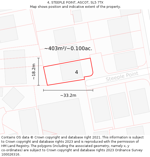 4, STEEPLE POINT, ASCOT, SL5 7TX: Plot and title map