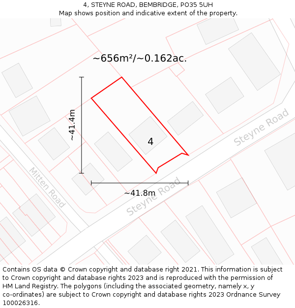 4, STEYNE ROAD, BEMBRIDGE, PO35 5UH: Plot and title map